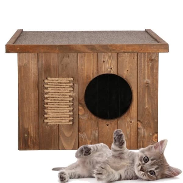 Kattens hus - Springos - Trämodell - 49,5 x 58 x 36 cm - Utomhus - Isolerad