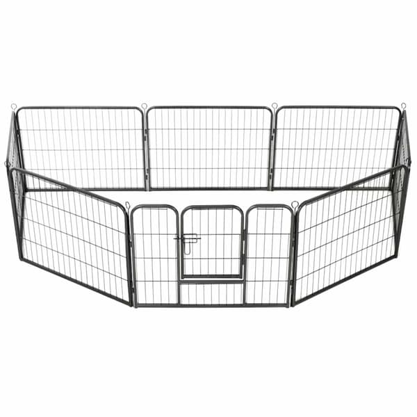 Hundhage 8 paneler stål 60x80 cm svart