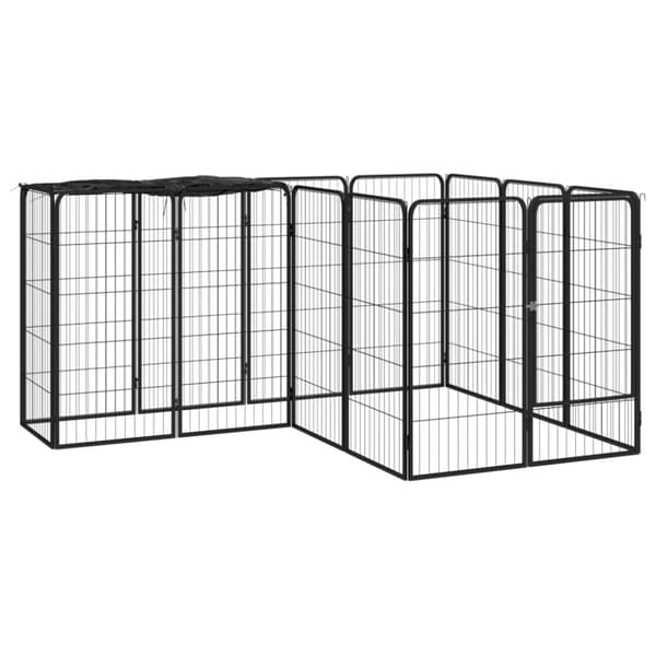 Hundbur 14 paneler svart 50x100 cm pulverlackerat stål