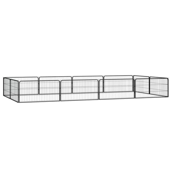 Hundbur 12 paneler svart 100x50 cm pulverlackerat stål