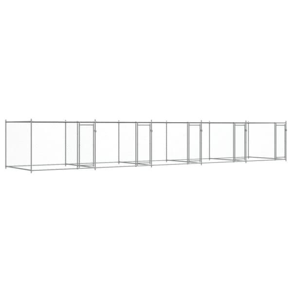 Hundgård med dörrar grå 10x2x1,5 cm galvaniserat stål