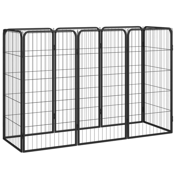 Hundbur 8-paneler svart 50x100 cm pulverlackerat stål