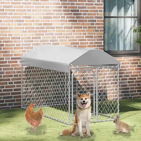 Hundgård med tak för utomhusbruk 200x100x125 cm