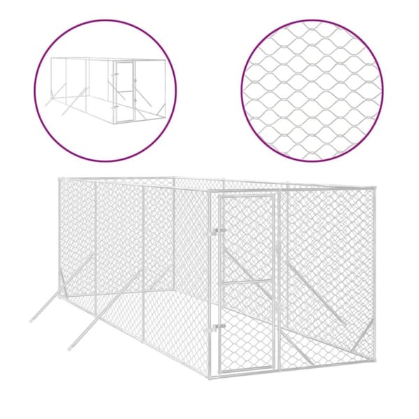 Hundgård för utomhusbruk silver 2x6x2 m galvaniserat stål