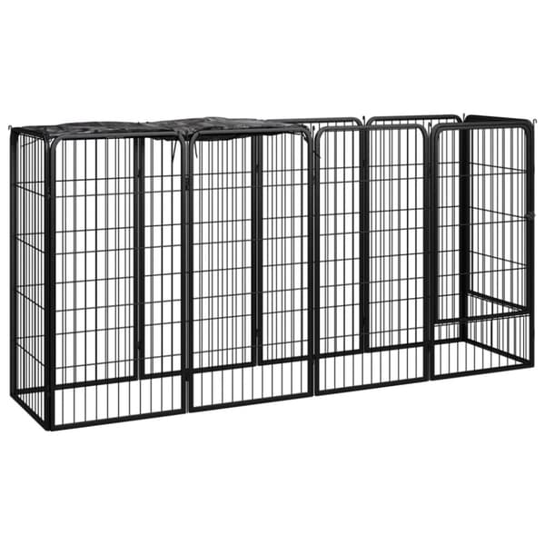 Hundbur 10 paneler svart 50x100 cm pulverlackerat stål