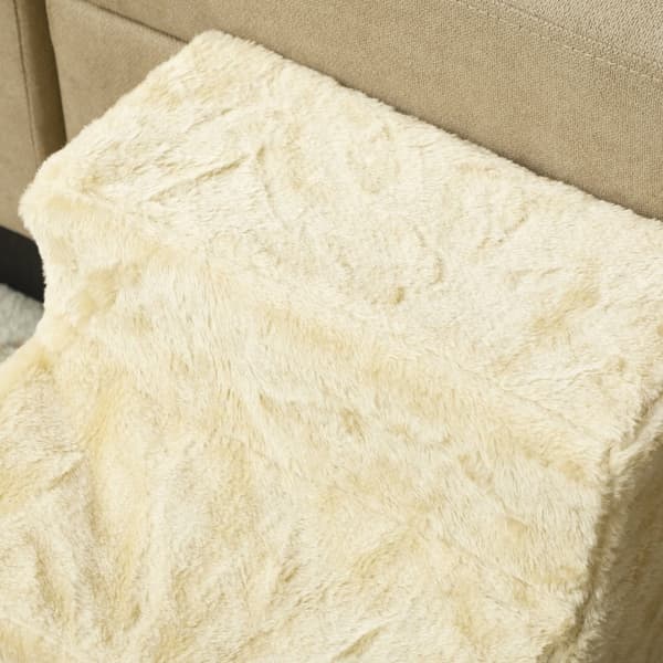 Rootzin flanellikissaportaat - Koiran askelmat - Lemmikkiluiska - Hellävarainen tuki ja liikkuvuus - 46cm x 35cm x 35cm - Beige - Kantavuus 5kg