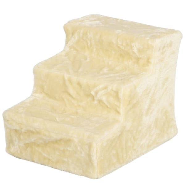 Rootzin flanellikissaportaat - Koiran askelmat - Lemmikkiluiska - Hellävarainen tuki ja liikkuvuus - 46cm x 35cm x 35cm - Beige - Kantavuus 5kg