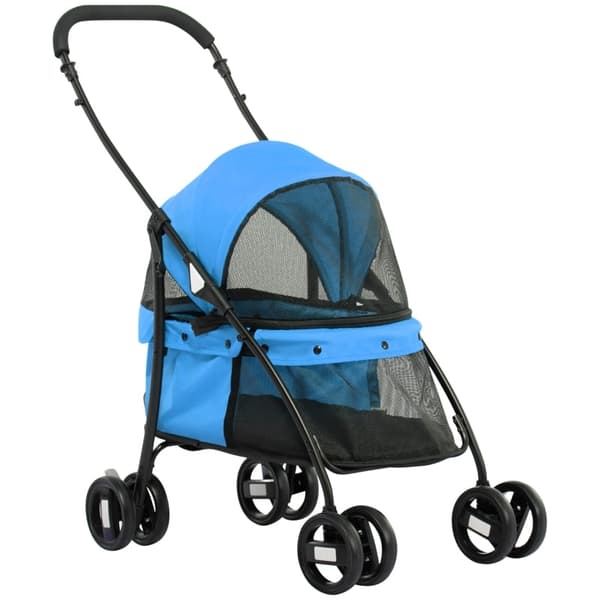 Rootz Dog Buggy - Husdjursvagn - Canopy Cart - Vikbar design - Stålkonstruktion - Blå/Svart - 82cm x 47cm x 97cm