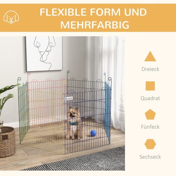 Rootz Outdoor Run Puppy Krabbegård - Alsidig Pet Pen - Hvalpe Legegård - Holdbart metal - Nem opsætning - Farverig - Ø120 x 60H cm