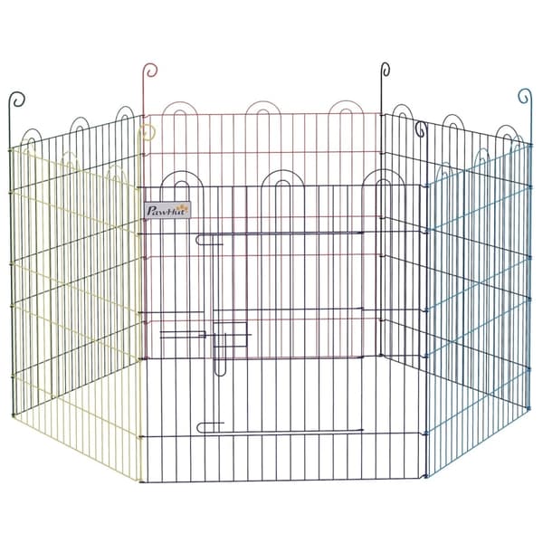 Rootz Outdoor Run Puppy Krabbegård - Alsidig Pet Pen - Hvalpe Legegård - Holdbart metal - Nem opsætning - Farverig - Ø120 x 60H cm