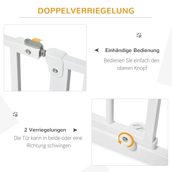 Rootz Door Guard Pet Safety Gate - Robust stål - ABS-plastik - Dobbeltlåsning - Justerbar 75 cm til 115 cm - Vægmontering - 115 x 76 cm