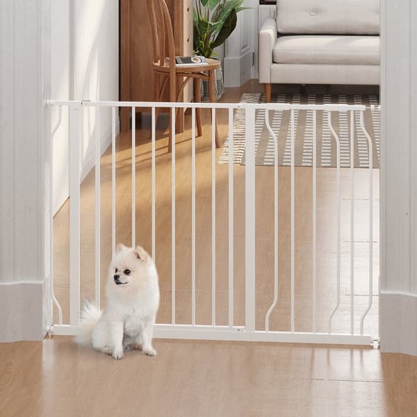 Rootz Door Guard Pet Safety Gate - Robust stål - ABS-plastik - Dobbeltlåsning - Justerbar 75 cm til 115 cm - Vægmontering - 115 x 76 cm