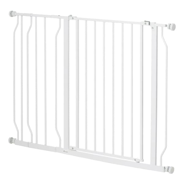 Rootz Door Guard Pet Safety Gate - Robust stål - ABS-plastik - Dobbeltlåsning - Justerbar 75 cm til 115 cm - Vægmontering - 115 x 76 cm