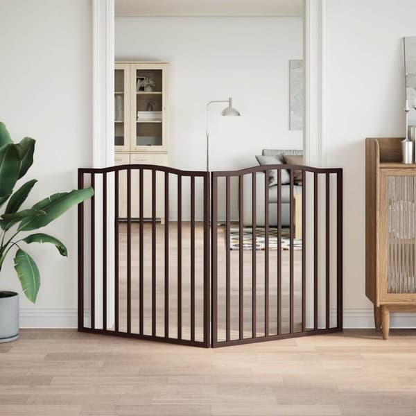 hundelåge 2 paneler 160 cm foldbar poppeltræ brun egetræ