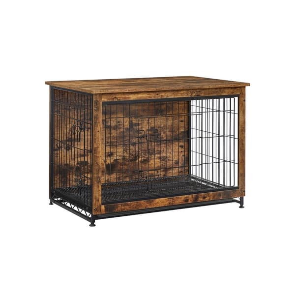 Rootz Heavy-Duty Hundebur - Kæledyrsbur - Vintage Brun - Spånplade og stål - Aftagelig bakke - 98 cm x 65 cm x 68 cm