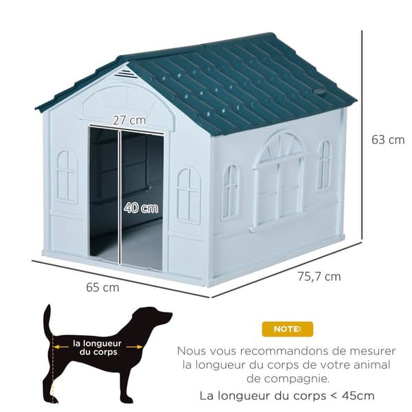 Rootz Outdoor Dog House - Pet Shelter - Canine Home - Hållbar och väderbeständig - 65 x 75,7 x 63 cm