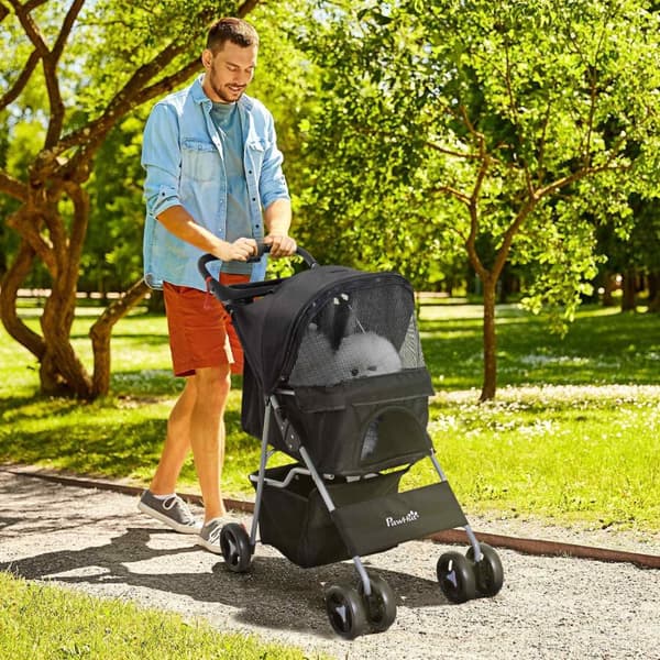 Rootz Poussette Buggy for Dogs - Pet klapvogn - Vandtæt transportør - Komfort og mobilitet - 75L X 46W X 94H CM
