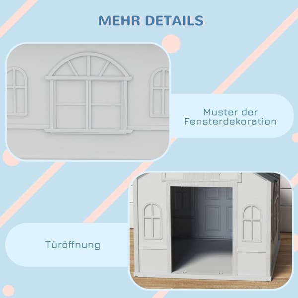 Rootz Dog Kennel - Udendørs husly - Vejrbestandig hus - Holdbar plast - 65 x 75,7 x 63 cm - Optimal komfort og sikkerhed