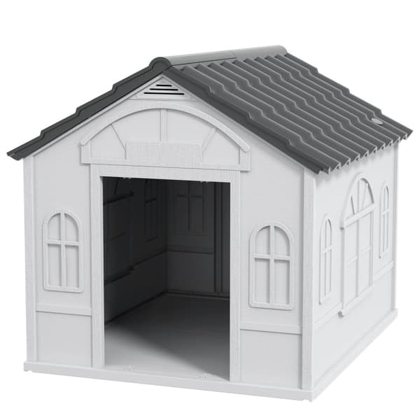 Rootz Dog Kennel - Udendørs husly - Vejrbestandig hus - Holdbar plast - 65 x 75,7 x 63 cm - Optimal komfort og sikkerhed