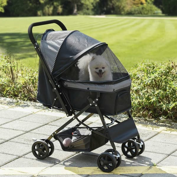 Rootz Dog Buggy Pet Stotaler - Koirakärry - Kissan buginen - palautuva kahva - 76,5 x 52 x 95 cm