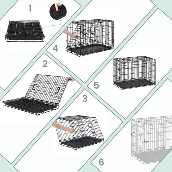 Hund Cage - Foldbar hundeboks med 2 døre, bærbare