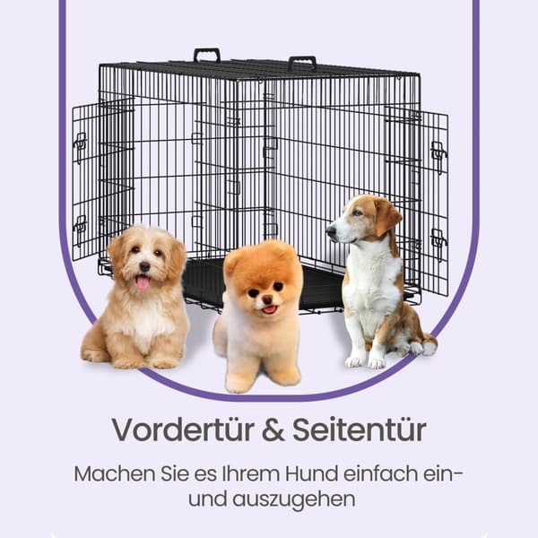 Hund Cage - Foldbar hundeboks med 2 døre, bærbare