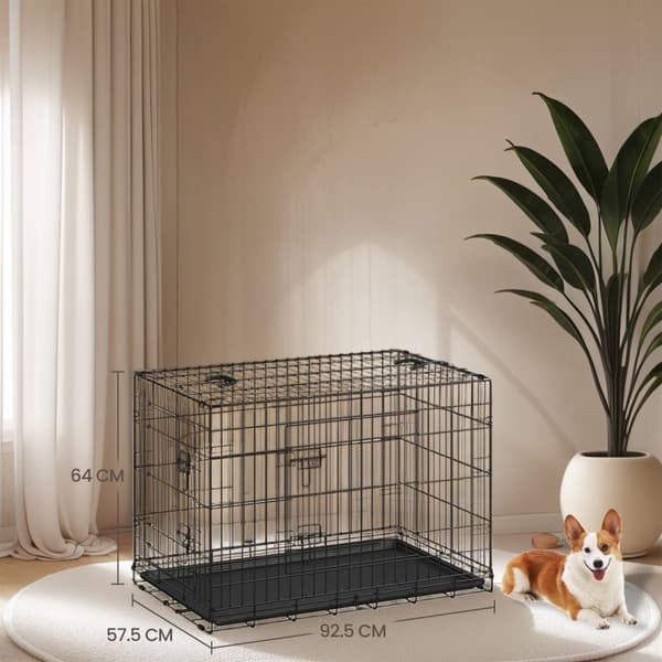 Hund Cage - Foldbar hundeboks med 2 døre, bærbare