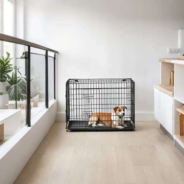 Hundbur - vikbar hundlåda med 2 dörrar, bärbara