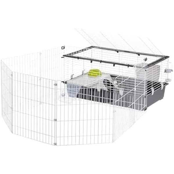Ferplast PARKHOME 100 kaninbur, marsvin, med hölje för tamkaniner, nisch och drinkare, 95 x 177,5 x h 56 cm, in