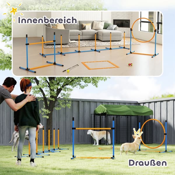 Hund Agility Set, Agility Set, 93x72x92 cm, Orange och Blå
