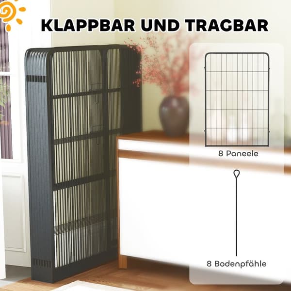 Hvalpegård, 100 cm høj, Sort