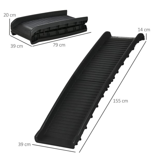 Husdjursramp, 155x39x14 cm, Svart