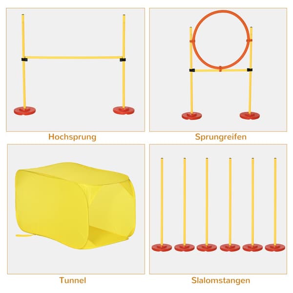 Dog Agility Hurdle Sæt, 128x23x9-100 cm, Gul