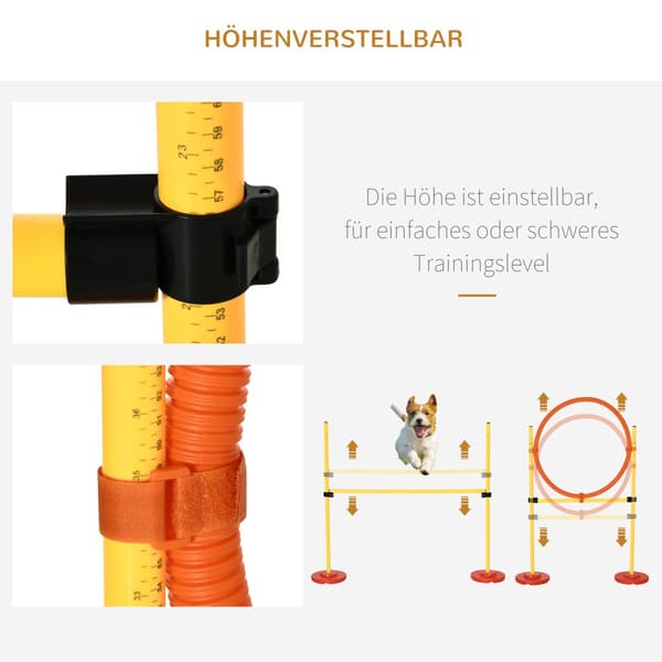 Dog Agility Hurdle Sæt, 128x23x9-100 cm, Gul