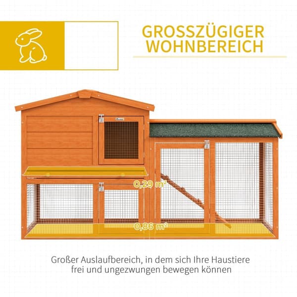 Rootz Small Animal Cage - Kanin ulkokäyttöinen - Pienin eläinkotelo - Talvi- ja Turvallinen ja tukeva - 150 cm x 45 cm x 85 cm