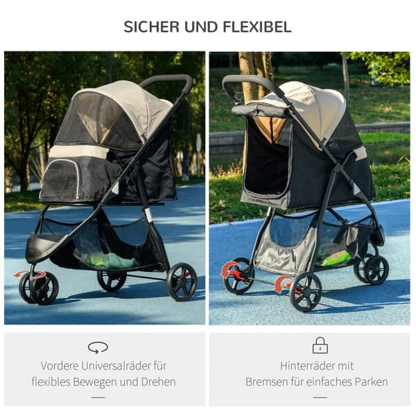 Rootz Foldbar Pet Buggy - Dog Buggy - Bärbar hundvagn - Regnskydd - 80,5 cm x 51,5 cm x 100 cm