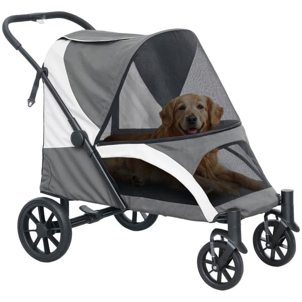 Rootz Foldbar Dog Buggy - Pet Car - Pet Barnvagn - enkel förvaring - 124 cm x 67 cm x 100 cm - Grå