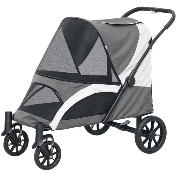 Rootz Foldbar Dog Buggy - Pet Car - Pet Barnvagn - enkel förvaring - 124 cm x 67 cm x 100 cm - Grå