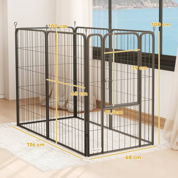 Rootz Dog Playpen - Puppy -kotelo - Pet -aita - Vahva ja taitettava - 136 cm x 68cm x 100cm