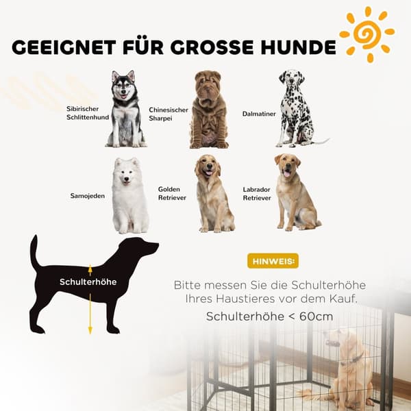 Rootz Dog Playpen - Puppy -kotelo - Pet -aita - Vahva ja taitettava - 136 cm x 68cm x 100cm