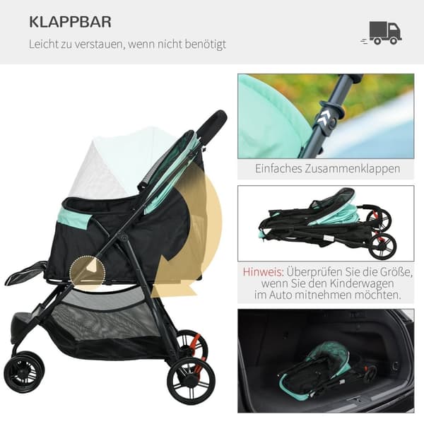 Rootz Pet Buggy Dog Barnvagn - Fällbar husdjursvagn - Dog Pram - Regnskydd - Enkel resa - 80,5L x 51,5W x 100 timmar cm