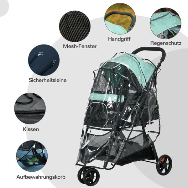 Rootz Pet Buggy Dog Barnvagn - Fällbar husdjursvagn - Dog Pram - Regnskydd - Enkel resa - 80,5L x 51,5W x 100 timmar cm