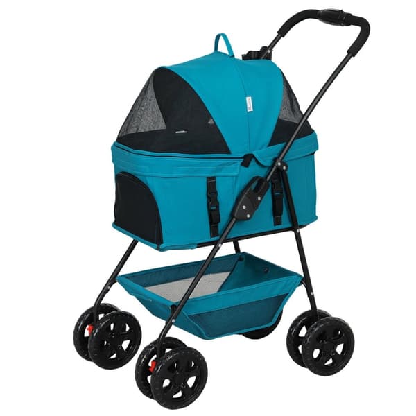 Rootz 3 -i -1 Pet -vagnar - Fällbara hundbilar - Portable Animal Carrier - Easy Storage, 76x50x102cm - Perfekt för små husdjur, turkos
