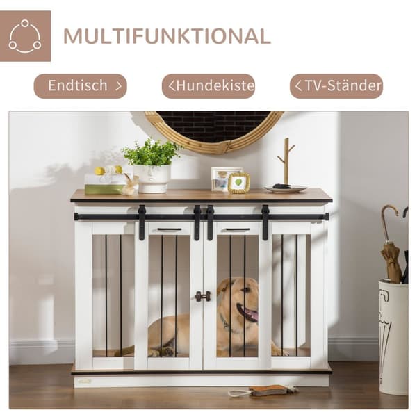 Rootz Dog Cage - Koiralaatikko - Kuljetuslaatikko koirille - maalaismainen muotoilu - lukittava - 120 cm x 60 cm x 88,5 cm