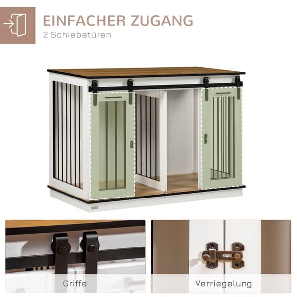 Rootz Dog Cage - Koiralaatikko - Kuljetuslaatikko koirille - maalaismainen muotoilu - lukittava - 120 cm x 60 cm x 88,5 cm