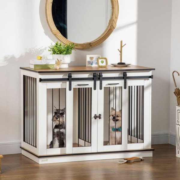 Rootz Dog Cage - Koiralaatikko - Kuljetuslaatikko koirille - maalaismainen muotoilu - lukittava - 120 cm x 60 cm x 88,5 cm