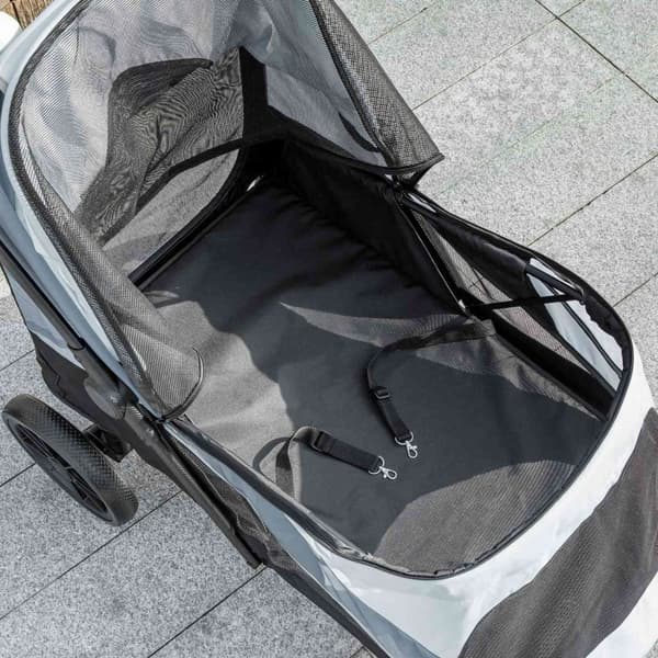 Rootz Dog Car Foldbar Buggy - Pet Barnvagn - hundbärare - Shock -Absorbing - 124 cm x 67 cm x 100 cm - för stora hundar upp till 30 kg, grå, svart