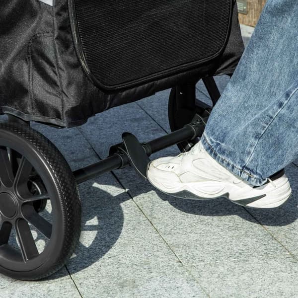 Rootz Dog Car Foldbar Buggy - Pet Barnvagn - hundbärare - Shock -Absorbing - 124 cm x 67 cm x 100 cm - för stora hundar upp till 30 kg, grå, svart