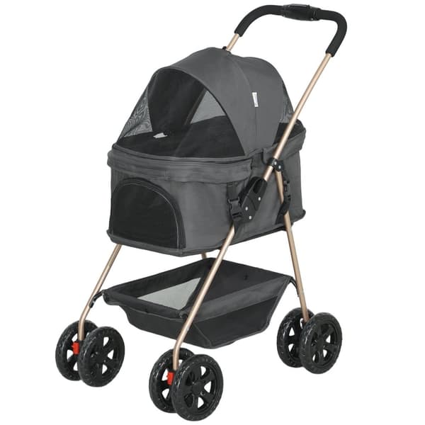 Rootz 3 -i -1 vikbar husdjursvagn - hundbil - djurbärare - hållbart oxford tyg - 76 cm x 50 cm x 102 cm