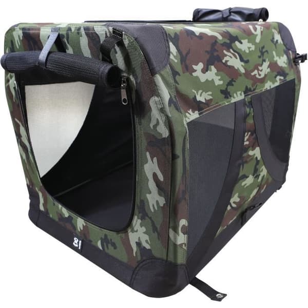 Kuljetushäkki - M PETS - COMFORT CRATE L - Naamiointikuvio - Kokoontaitettava - Metallirunko - Tuuletusritilät